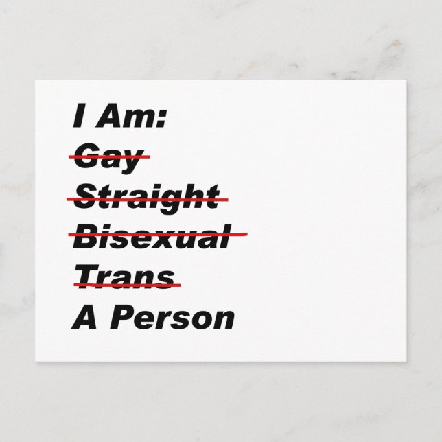 Postal Soy Gay, Directo, Bisexual, Trans, Una Persona (Anverso)