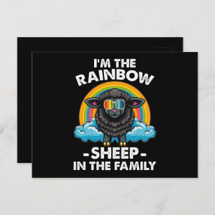 Postal Soy la oveja arcoiris en el mes del orgullo famili