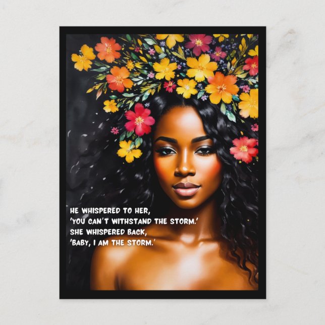 Postal Soy la tormenta Floral acuarela Black Woman Art (Anverso)