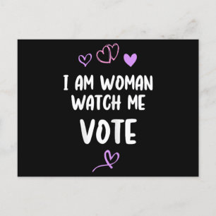 Postal Soy Mujer Observarme Votar