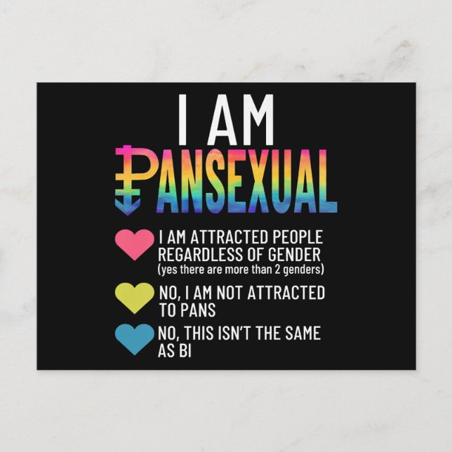 Postal Soy pansexual - Cardillas arcoiris del orgullo LGB (Anverso)