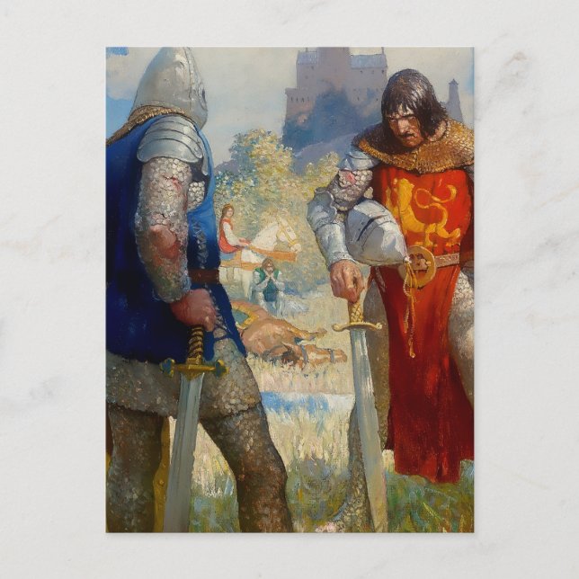 Postal “Soy Sir Lancelot du Lake” de NC Wyeth (Anverso)