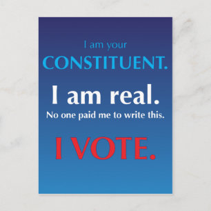 Postal Soy su componente. Soy real. Voto