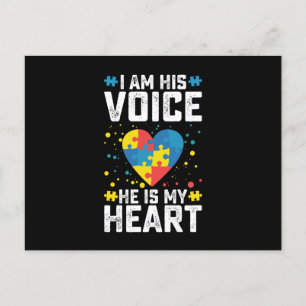Postal Soy Su Voz Él Es Mi Autismo Del Corazón Mamá Papá