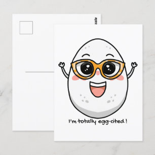 Postal Soy totalmente alegre de huevos con gafas de huevo
