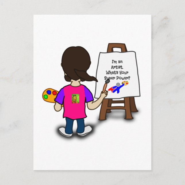 Postal Soy un artista ilustración colorida (Anverso)