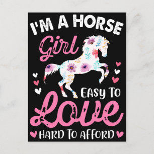 Postal Soy un Chica de Caballos Fácil De Amar De Dura.