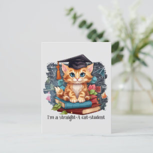 Postal Soy un estudiante directo de gatos