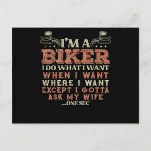 Postal Soy un motociclista hago lo que quiero divertido m