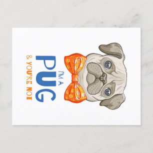 Postal Soy un pug, regalo divertido de pug, regalo para a