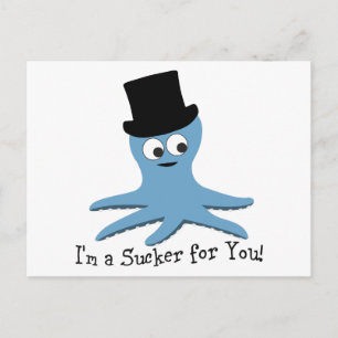 Postal ¡Soy un Sucker para ti! Octopus azul