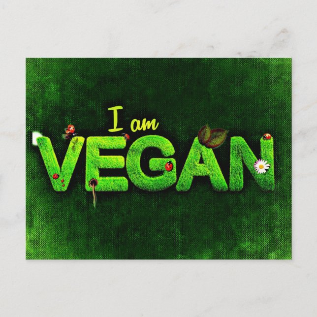 Postal Soy Vegan Escrito Con Una Textura Grasa De Natural (Anverso)