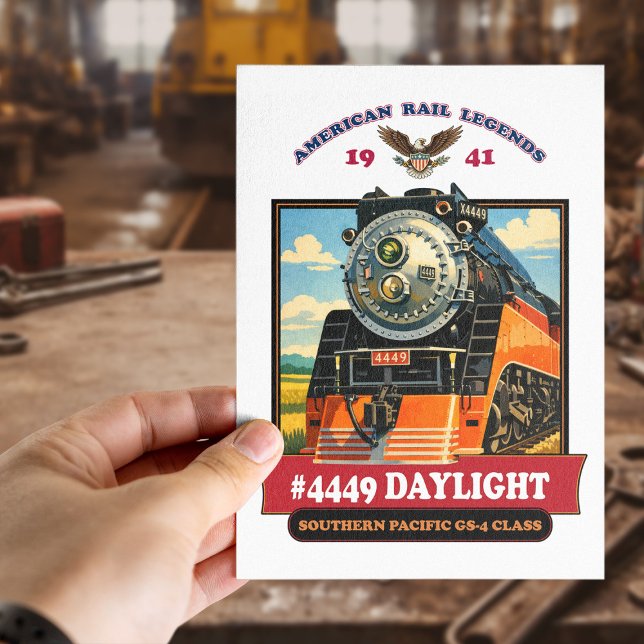 Postal SP GS-4 Daylight 4449 Steam Locomotive Retro Print (SP GS-4 Daylight 4449 Steam Locomotive Retro Print. Postcard)