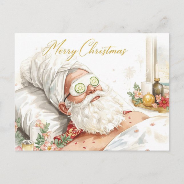 Postal Spa de Santa con Pepino  Feliz Navidad  (Anverso)