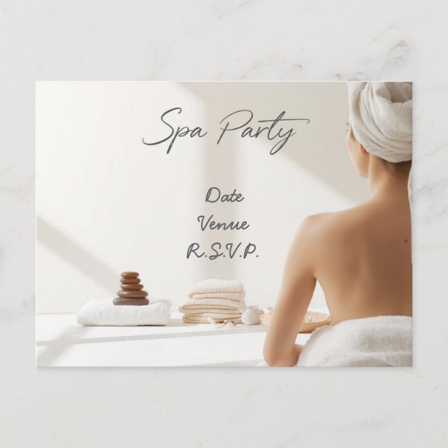 Postal Spa Party Minimal Wellness Design (Anverso)