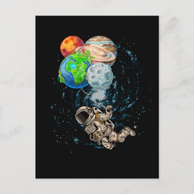 Postal Space Planets Balloons Birthday Astronaut (Anverso)