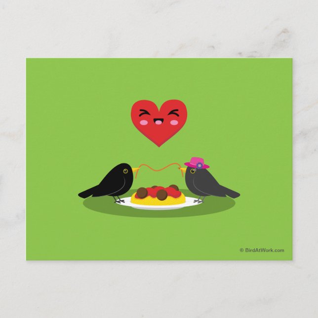 Postal Spaghetti Meatball Romantic Date (Anverso)