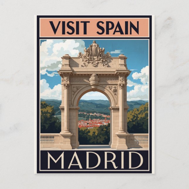 Postal Spain Madrid Archway Art (Anverso)