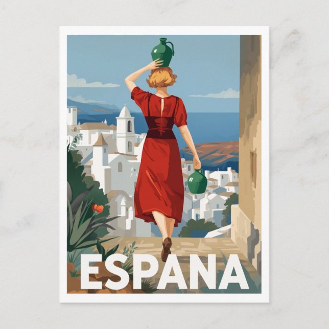 Postal Spain Travel Poster: Andalusian Village Woman (Anverso)