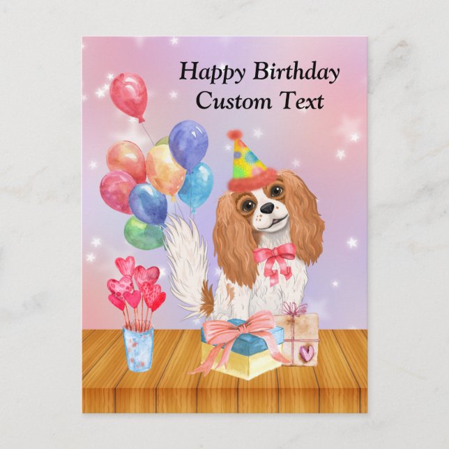 Postal Spaniel Cavalier King Charles Blenheim cumpleaños  (Anverso)