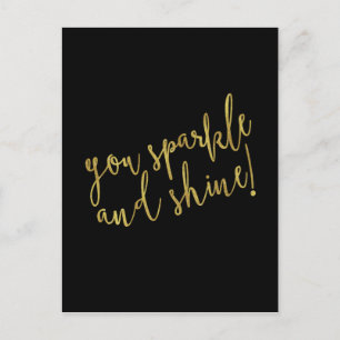 Postal Sparkle Shine Cita Faux Relieve metalizado dorado 