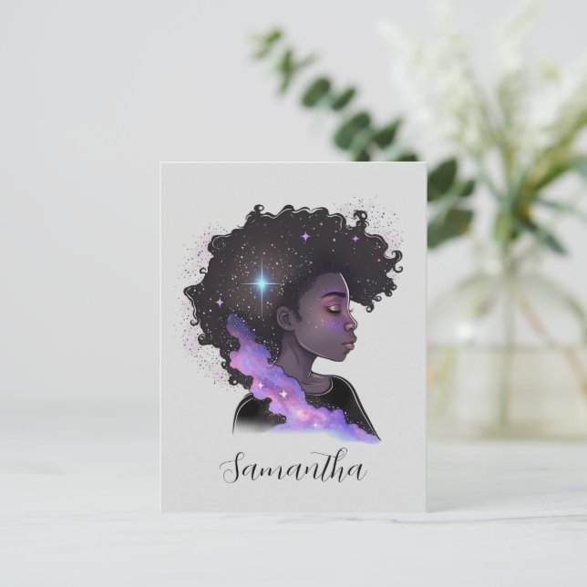 Postal Sparkling Afro Woman (Anverso de pie)