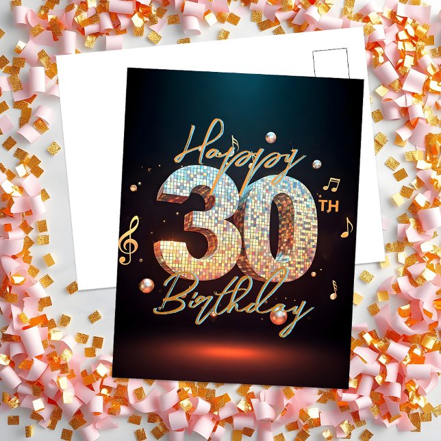 Postal Sparkling Disco Dance 30th Birthday Celebration (Subido por el creador)