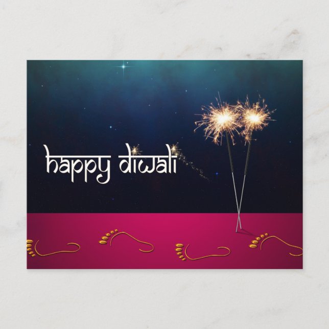 Postal Sparkling Happy Diwali - Postcard (Anverso)