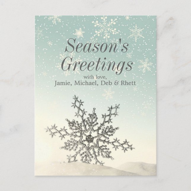 Postal Sparkling snowflake en la nieve (Anverso)