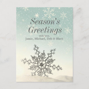 Postal Sparkling snowflake en la nieve