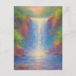 Postal Sparkling Waterfall - Pastel Painting Style Art