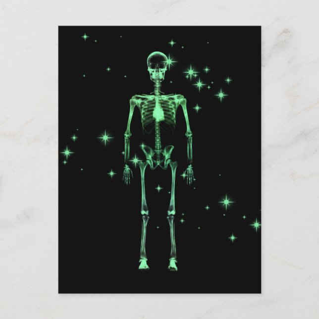 Postal Sparkling X-Ray Skeleton - Verde (Anverso)