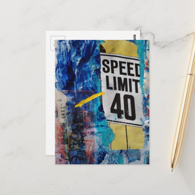 Postal Speed Limit 40 mixed media collage (Anverso/Reverso In Situ)