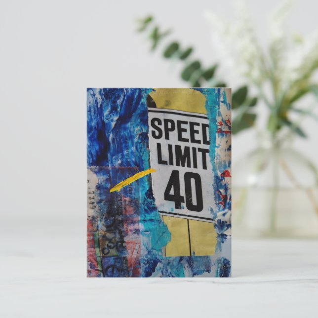 Postal Speed Limit mixed media collage (Anverso de pie)