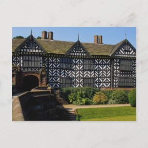 Postal Speke Hall, casa Tudor con entramado de madera, Me