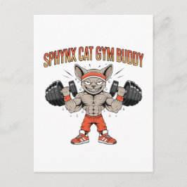 Postal Sphynx Cat Gym Buddy Cartoon Fitness Art