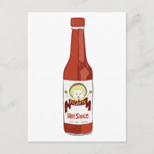 Postal Spicy Hot Sauce Cat Maracas Comida ilustrada