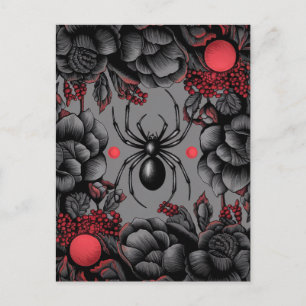 Postal Spider Floral diseño estilo gótico