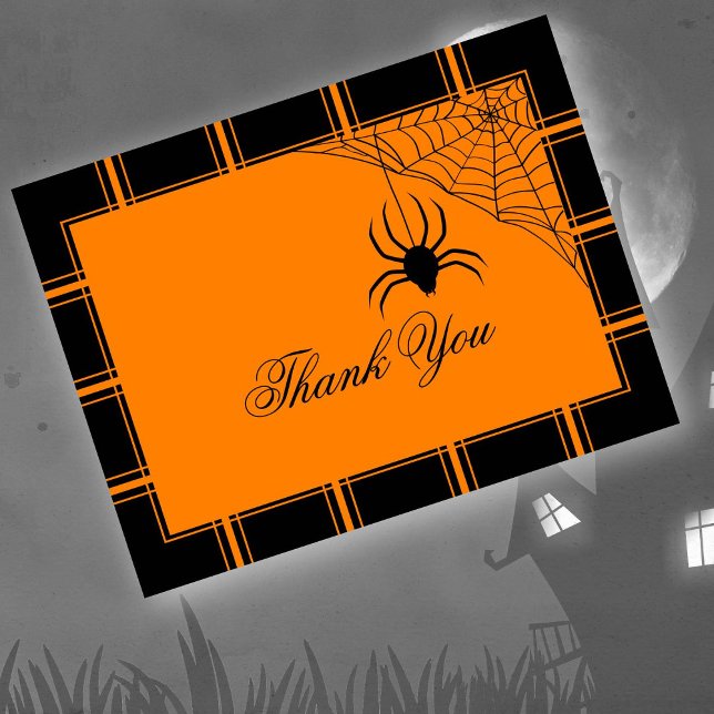 Postal Spider Gracias Negro/Naranja Halloween (Subido por el creador)