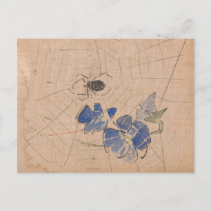 Postal Spider y Web con flores azules   Joseph Crawhall