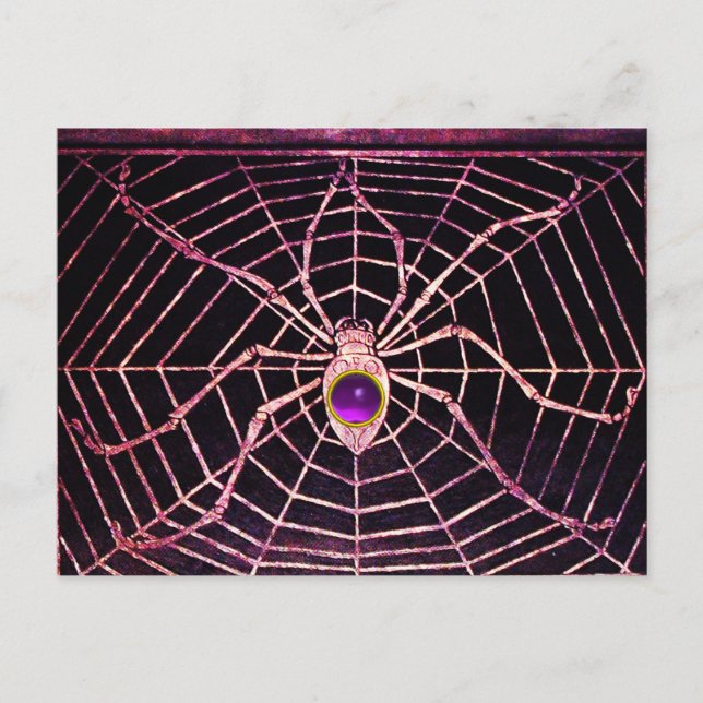 Postal SPIDER Y WEB morado Ametisto negro (Anverso)