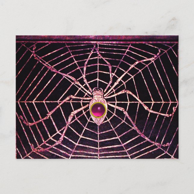Postal SPIDER Y WEB Pink Fuchsia AmethyBlack (Anverso)