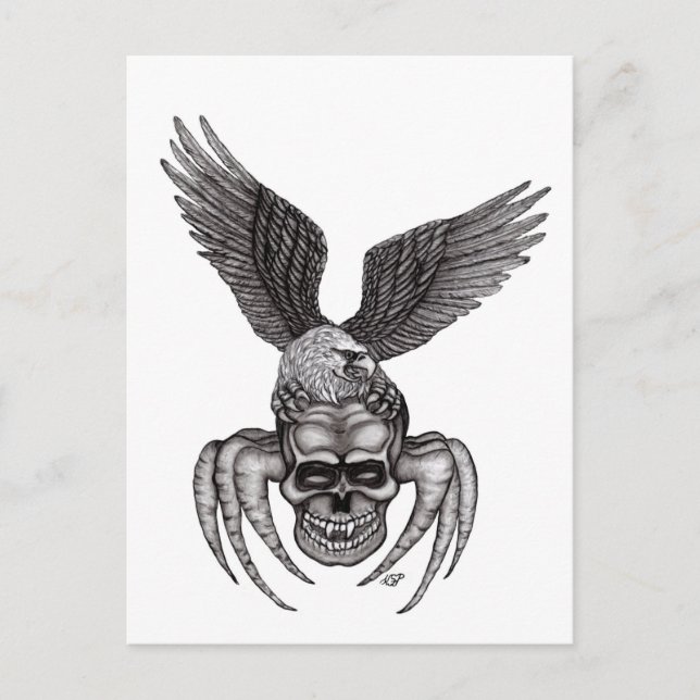 Postal Spiderskull con águila (Anverso)