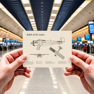 Postal Spirit of St. Louis - Planes de huella azul del av