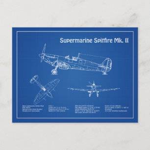 Postal Spitfire supermarino - Avión Blueprint AD