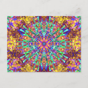 Postal Splash de color hippie de Mandala trippy y psicodé