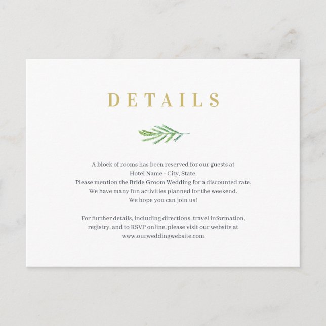 Postal Splendid Union Boda Details Enclosure Card (Anverso)