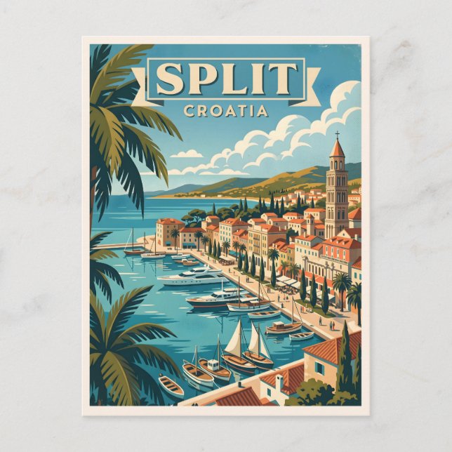 Postal Split Croacia Viajes Antiguos (Anverso)