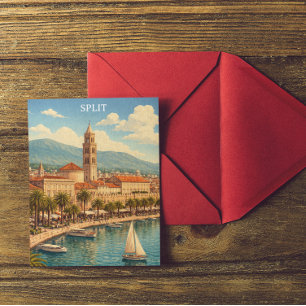 Postal Split Croacia Vintage Costa Adriática