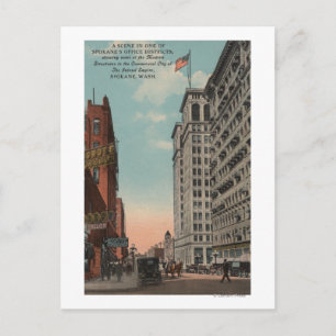 Postal Spokane, WA - Vista del centro con Horsecarts